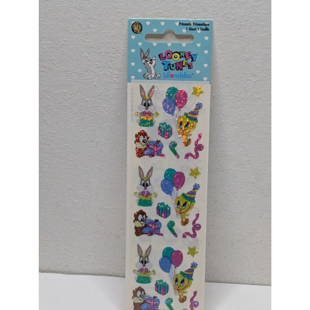 Looney Tunes Birthday Bugs Tweety Taz Prismatic StickersSealed New NOS VTG 1996